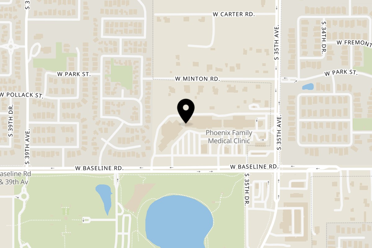 Map showing the location of Mimi Forno Italiano on 3624 W Baseline Rd #174 in Laveen Village